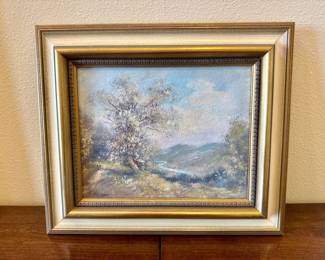 103 SignedLandscapeOilPaintingOnCanvasRiverValley