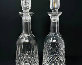 28 PairofTallSlenderWaterfordCrystalLismoreStyleDecanters