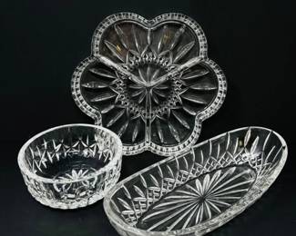 50 WaterfordLismoreCrystalBowlsCloverRelishTraySet