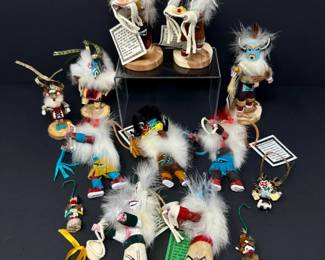147 15SignedKachinaOrnamentsFigurinesEagleCornMaidenMore