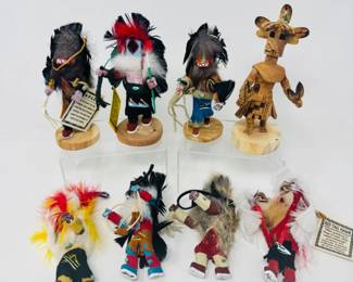 139 Setof8SmallNativeAmericanKachinaDollsOrnaments