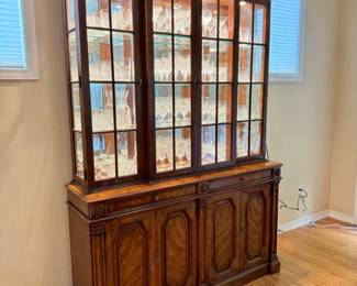 7 HeritageLightedChinaHutch2PieceBreakfrontCabinet