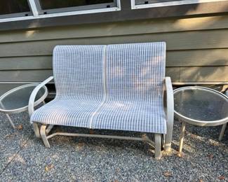 100 OutdoorLoveSeatRockingGliderw2GlassTopSideTables