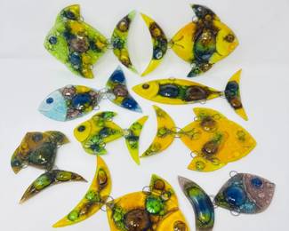 67 Setof9MuranoStyleGlassFishArtSculptures