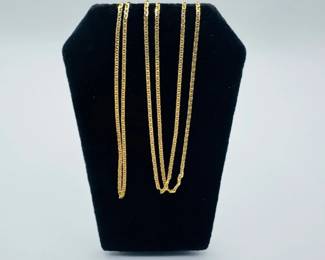 38 14KGoldElongatedBoxChainNecklace24Long319g