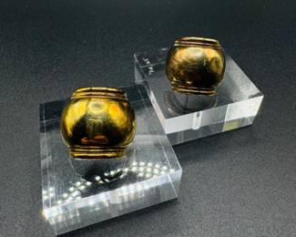 15 14KgoldCliponEarringsCurvedDomeDesign1071g