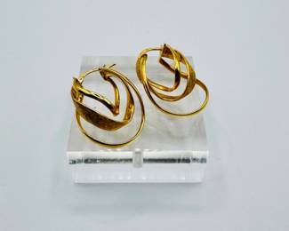 29 14KGoldItalianTripleInterlockingOvalHoopEarrings354g