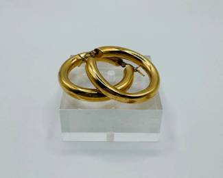 1 14KGoldHoopEarringsClassicRoundDesign612g