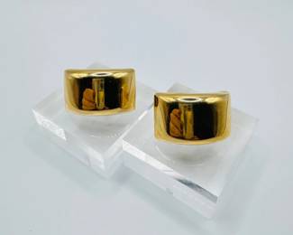 12 14KGoldWideDomeOmegaBackEarrings1012g