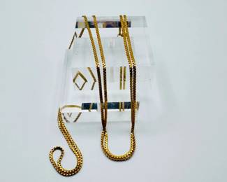 40 14KGoldHerringboneChainNecklace28ExtraLong495g