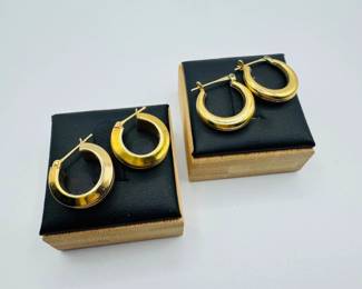 39 14KGoldPolishedRoundHoopEarringsClassicDesign406g