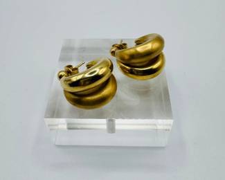 25 14KGoldCrescentDoubleHoopEarrings483g