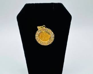 2 14KGoldMexicanDosPesosCoinPendant481g