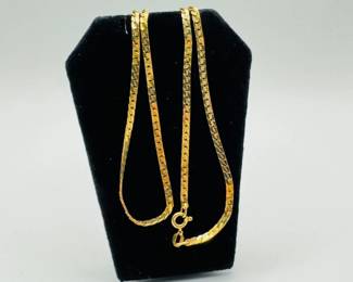 9 14KGoldItalianHerringboneChainNecklace1885g