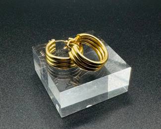 7 14KGoldChunkyTripleHoopEarrings416g