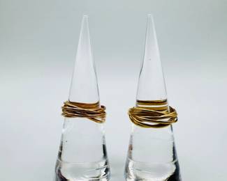 5 14KGoldInterlockingWireRingsAdjustableFit632g