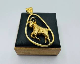 10 14KGoldAriesZodiacRamPendant7g