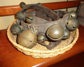 Antique Sleigh Bells  on leather straps (1800's)