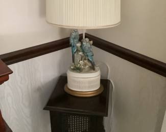Blue bird lamp…on white stand.