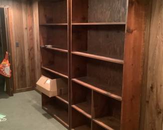 Two solid wood shelving units