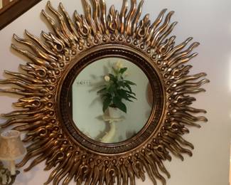 1980s  or vintage sunburst mirror in gilded gold.  Presale $1100.  Bids accepted