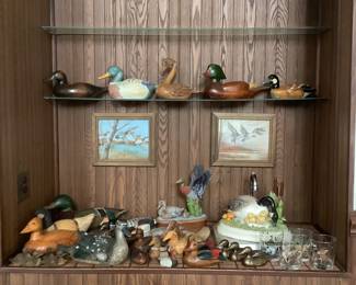 Collection of duck decoys.    Some are signed.