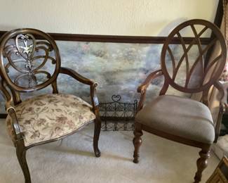 Two side chairs with different designed backs.  $95 each