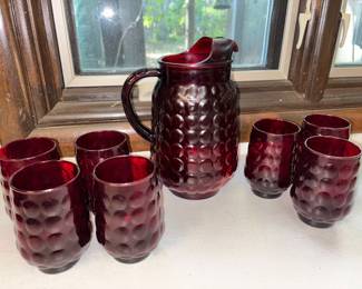 Anchor Hocking Royal Ruby Bubble Set