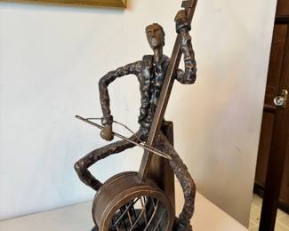 Bronze Cello Player Sculpture (23” Tall)