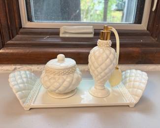 Vintage Avon Quilted Vanity Set