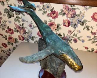 Bronze Humpback and Calf Sculpture 