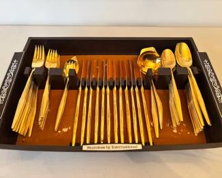 Stainless by International Florentine Gold Service For 12