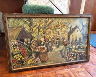 Framed Dutch Flower Market Picture 