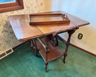 Serving Cart w/ Tray and Drop Leafs