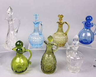 Vintage Glass Cruets Clear & Colored Glass