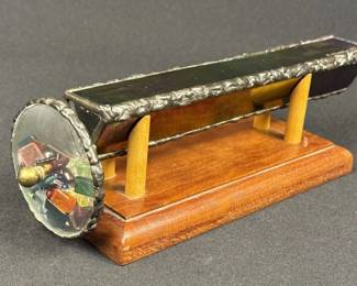Vintage Stained Glass Handled Kaleidoscope W Stand