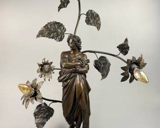 Art Nouveau Bronze Figural Lamp