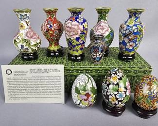 Collection of  Chinese Cloisonné Vases and Eggs