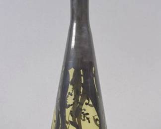 Vintage Silver Overlay Amber Glass Decanter