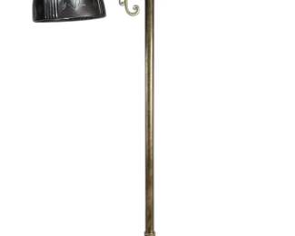 Vintage Brass and Glass Bridge Arm Floor Lamp
