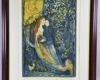 Marc Chagall Signed Lithograph The Wedding