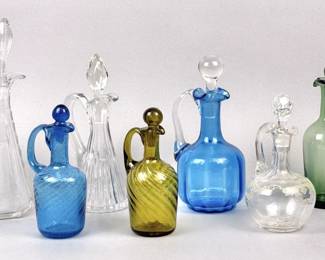 Vintage Glass Cruets Clear & Colored Glass