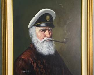 Oil Painting Sea Captain Signed