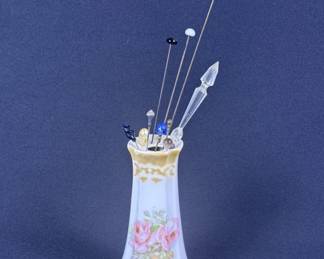 Antique Hat Pins & Ceramic Holder