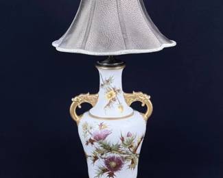 Vintage Hand Painted Thistle Glass Lamp