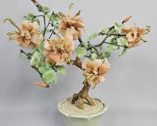 Vintage Chinese Natural Stone Flower Bonsai Tree