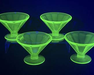 UV Uranium Glass Sherbet Cups