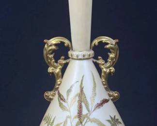 Antique Blush Ivory Royal Worcester Handled Vase