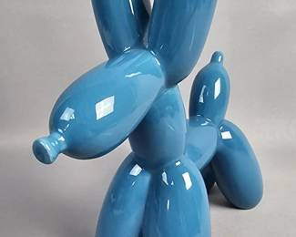 Blue Ceramic Balloon Dog Sculpture
