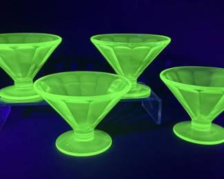 UV Uranium Glass Sherbet Cups